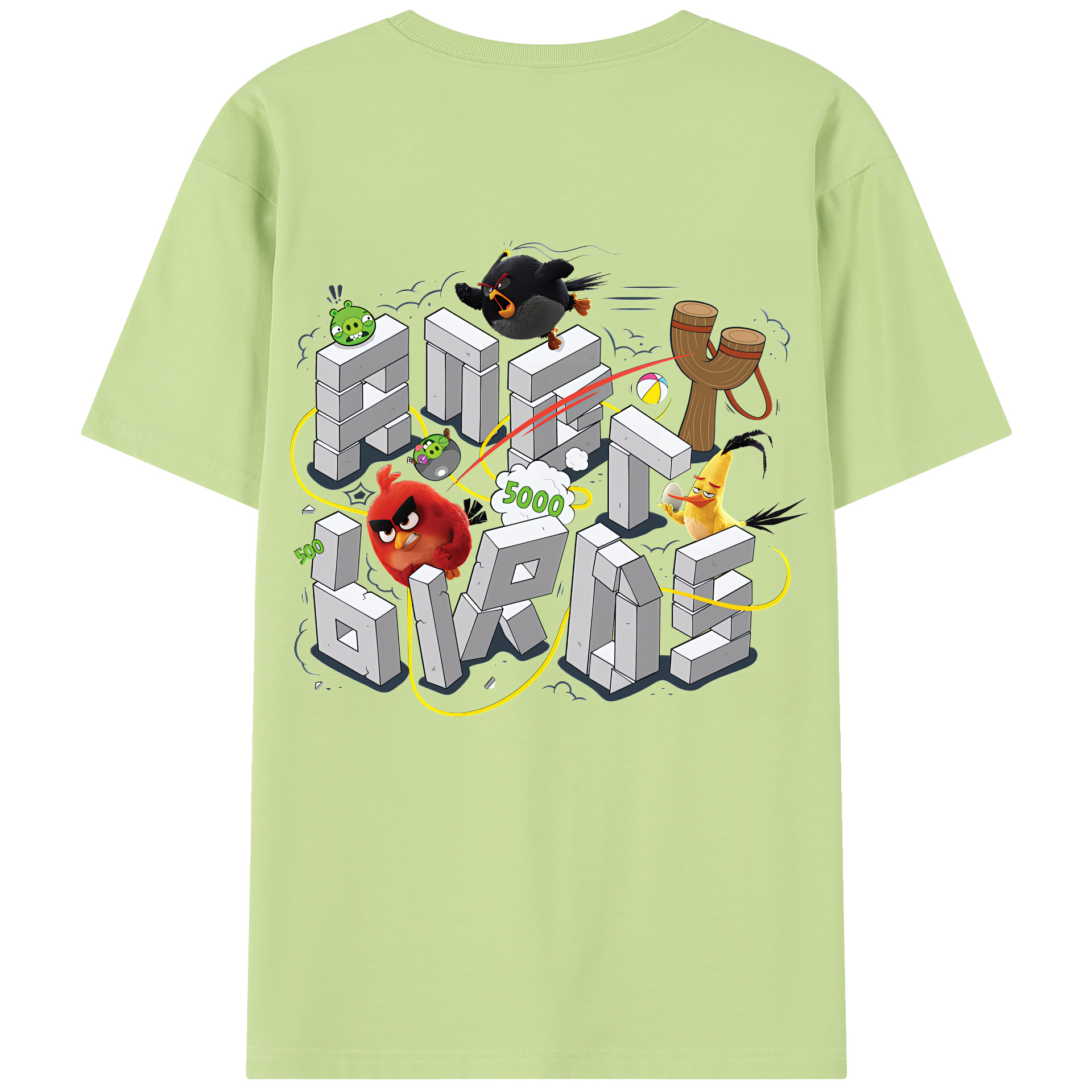 （画像用） Angry Birds アングリーバード 綿100％半袖Tシャツ（背面プリント）